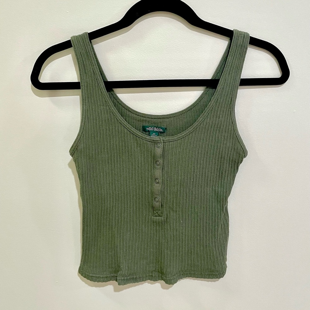 Green Cropped Tank Top